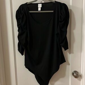 Ribbed long sleeve scoop bodysuit